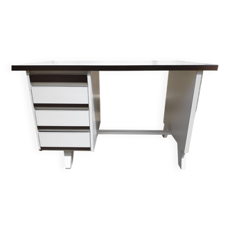 Bureau vintage formica blanc pieds compas