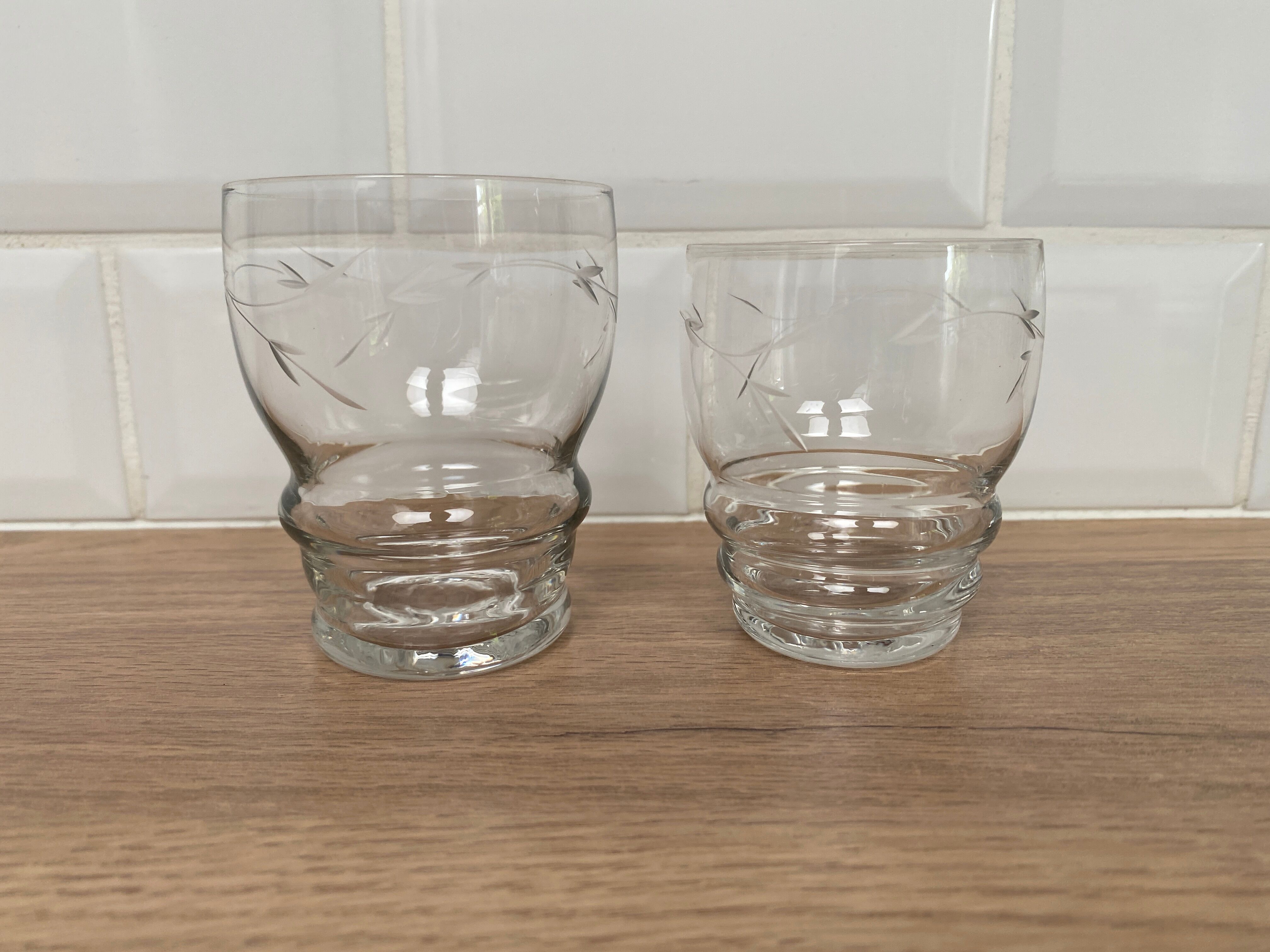 Set de 6 verres à eau en verre gravé