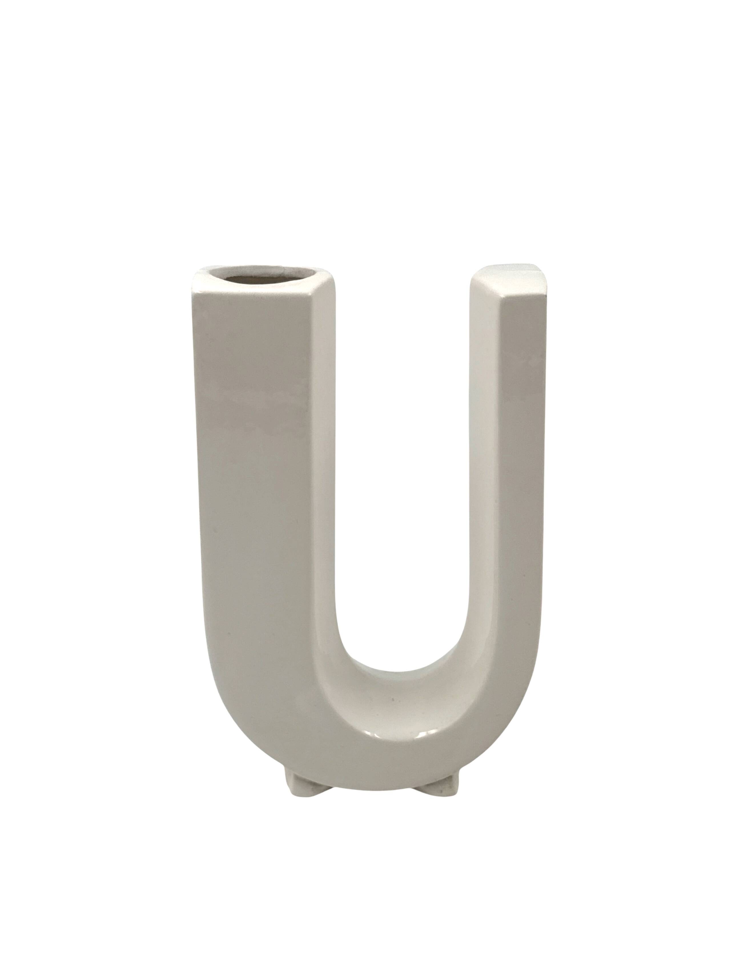 Space age U letter shaped solifleur vase, Marcel Radureau France 1970