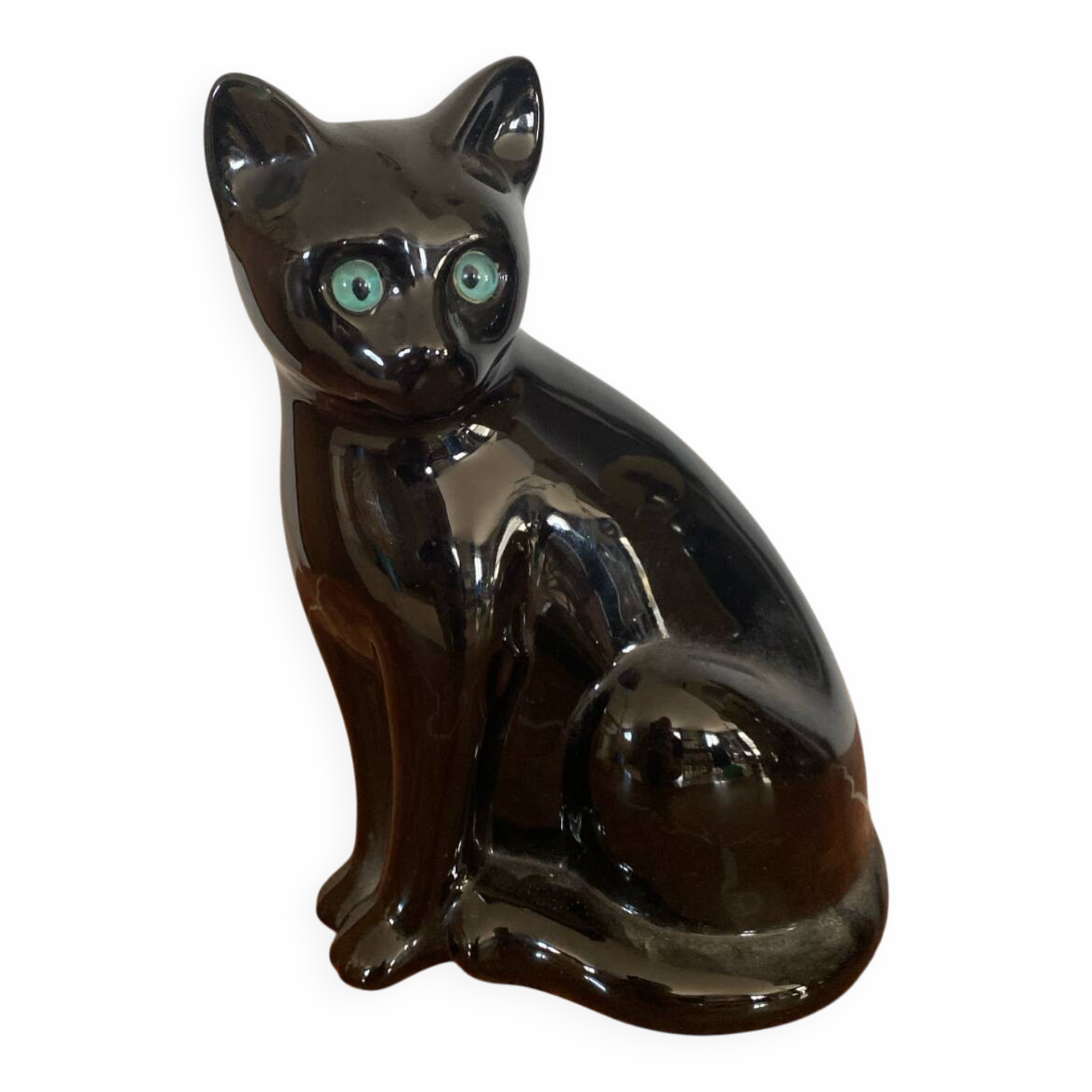Black ceramic cat signed Elpa