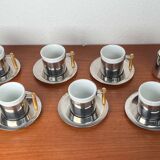 Espresso cups and saucers from the Italian postmodern Lavazza Oro series by Balzano, 1980s, set of 7.