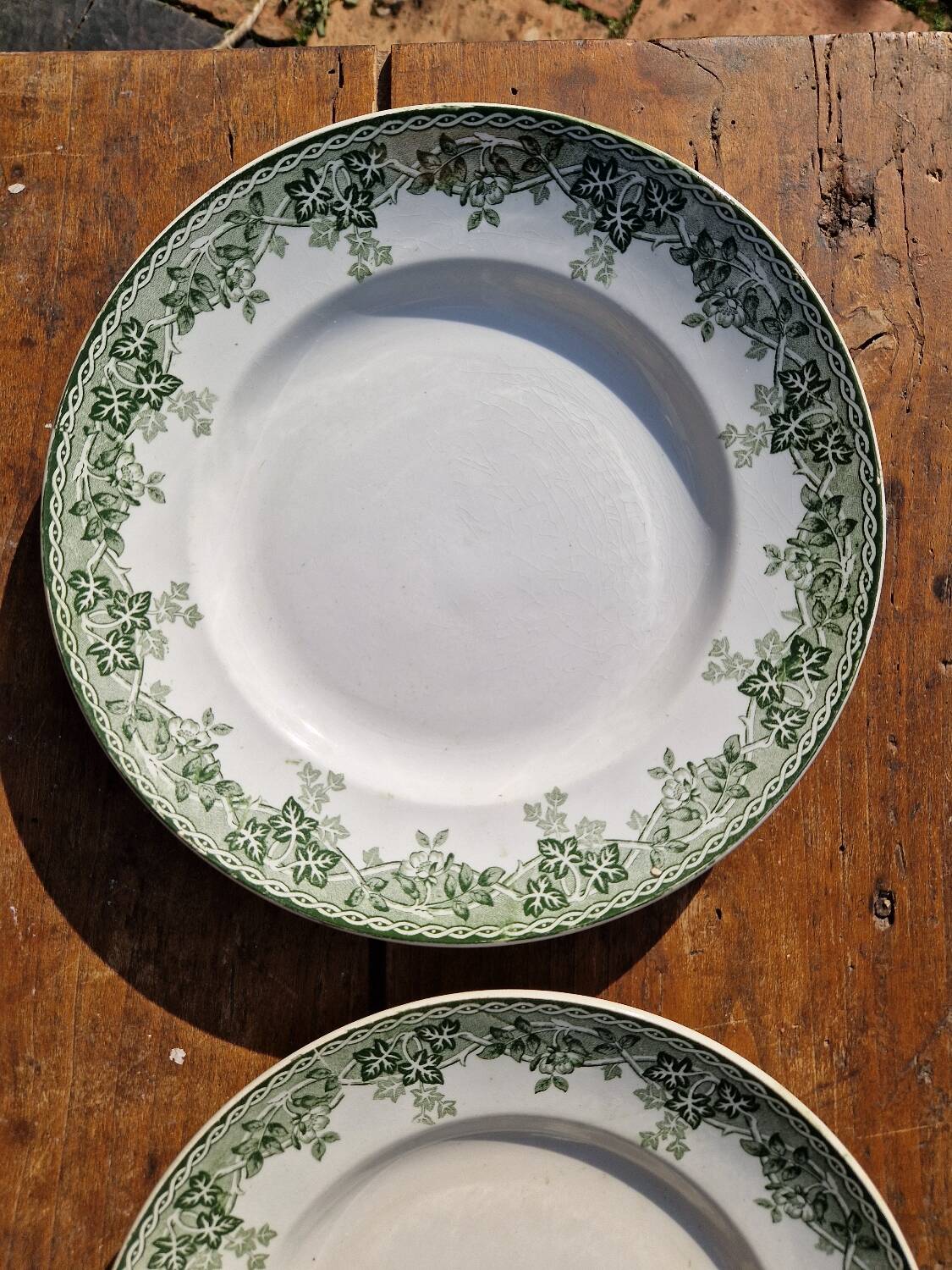 Set of 7 Flat Plates, Summer Model, Terre De Fer, Saint Amand