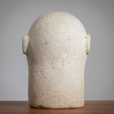 Modernist sculpted male bust in sandstone