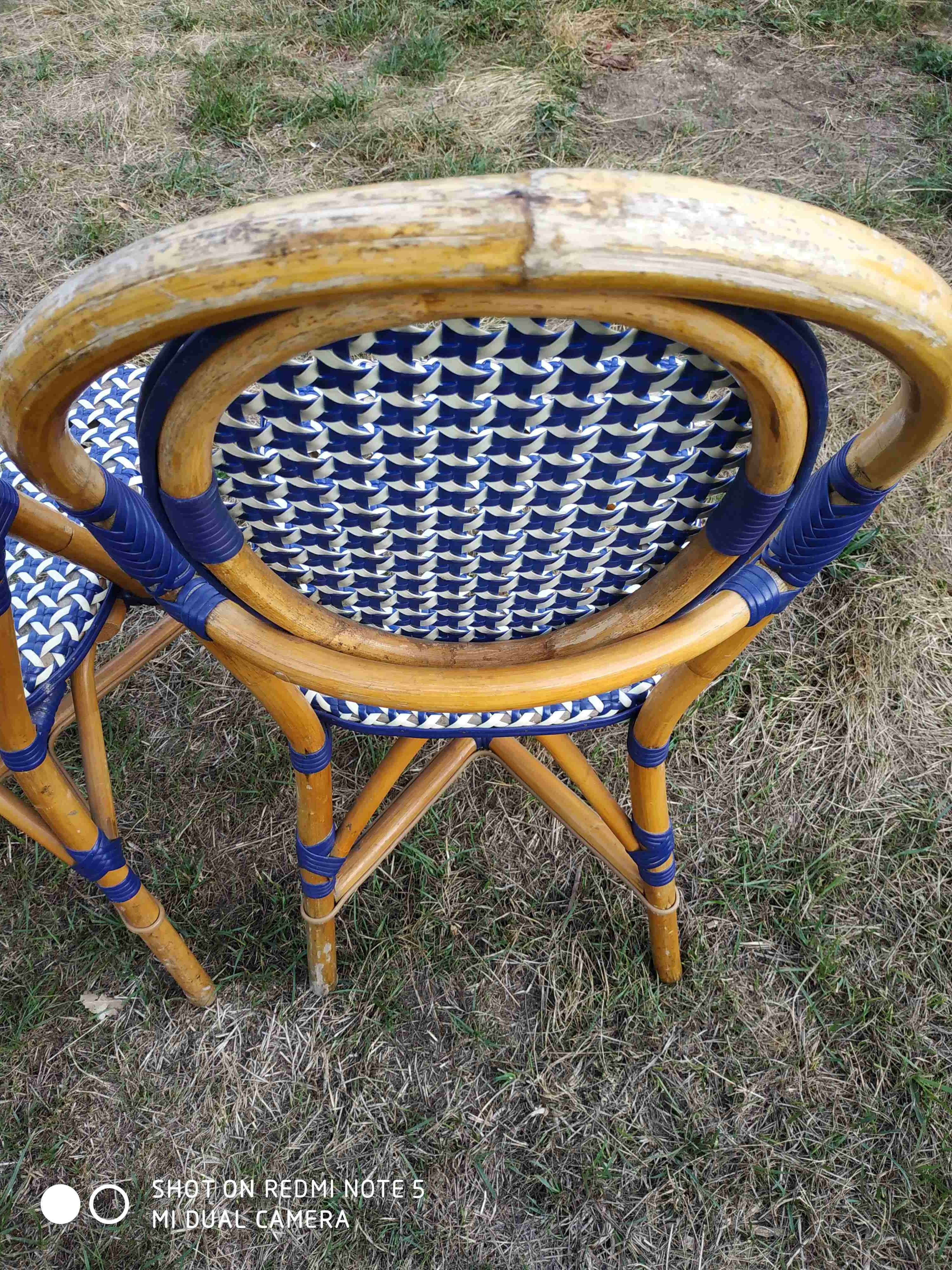 Series of 6 rattan chairs "parisian" vintage terrace