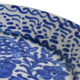 Assiette Fajalauza espagnole ancienne avec grenade peinte à la main en bleu