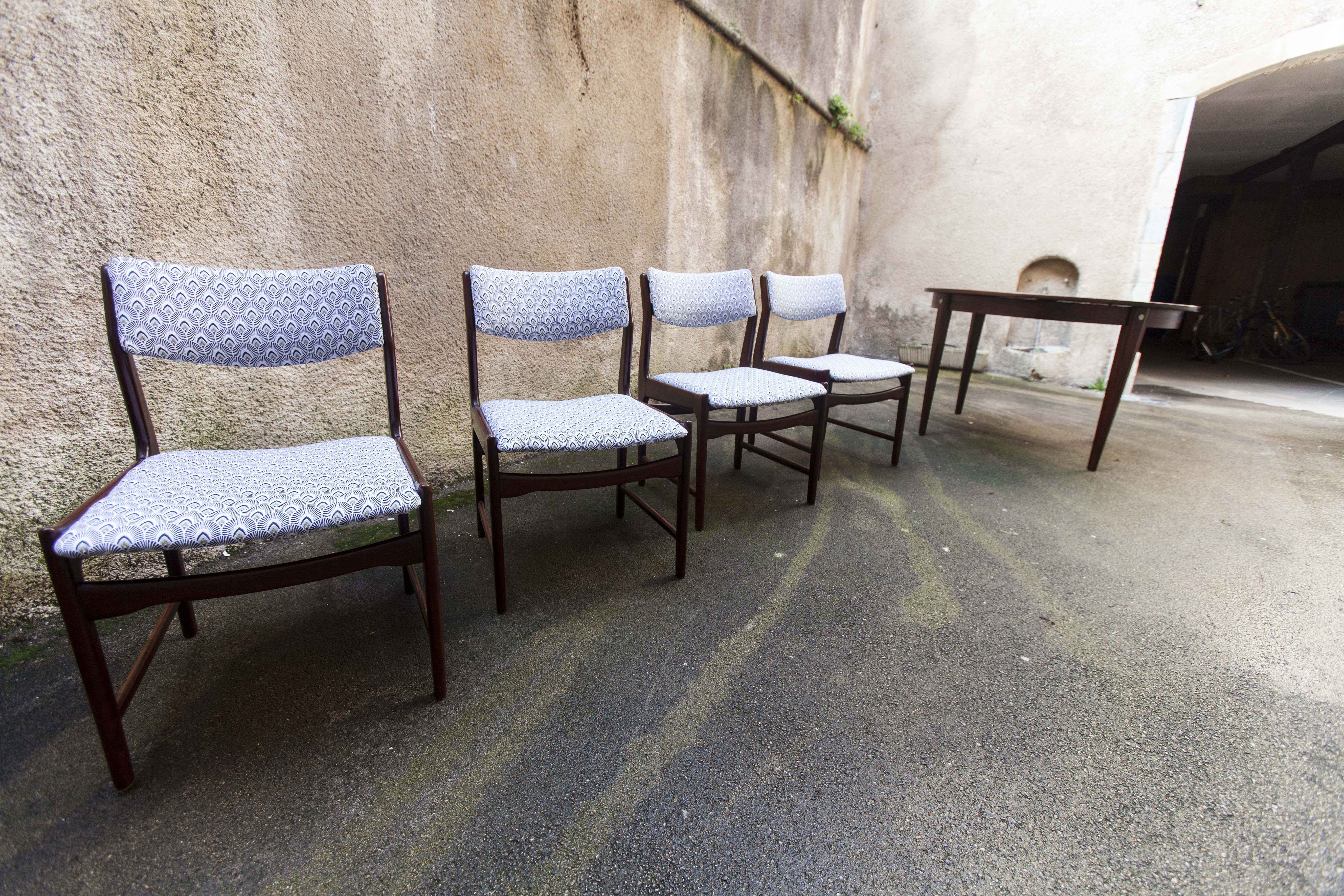 4 restored Scandinavian rosewood chairs