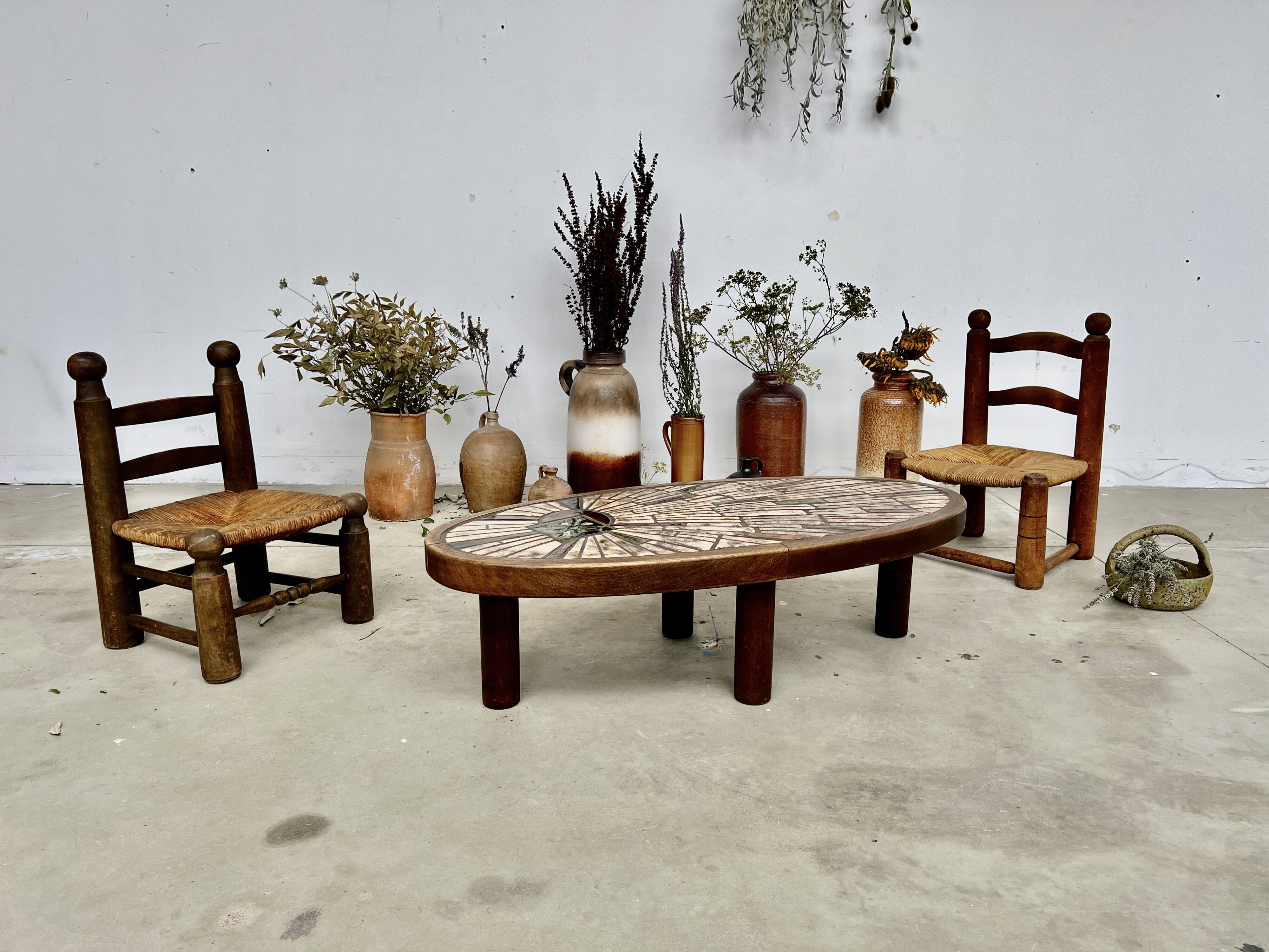 Vallauris oval ceramic coffee table