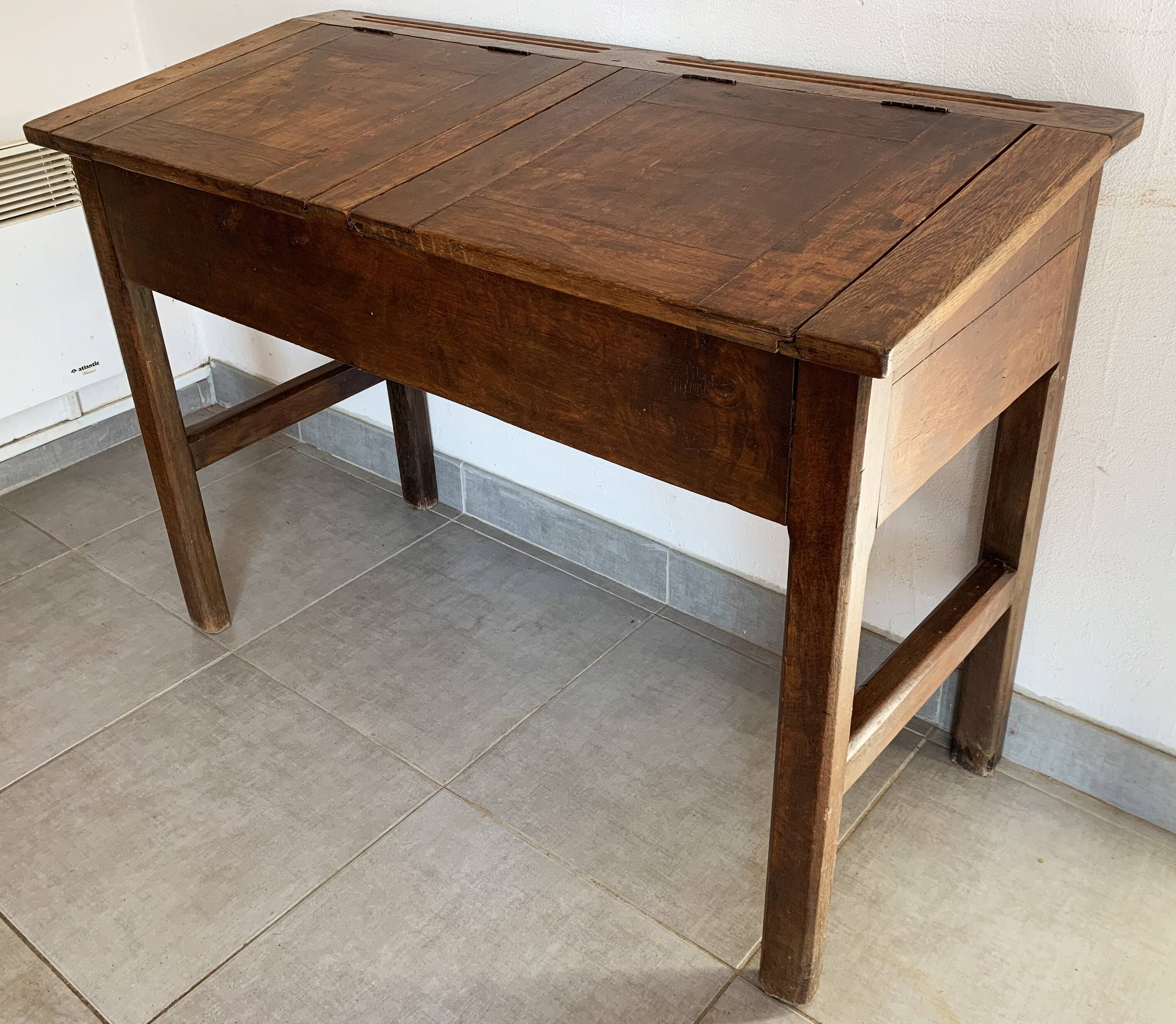 Adult desk double school vintage 50s-60s solid wood