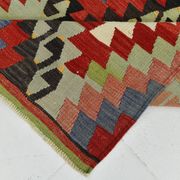 6x10 Green & Red Tribal Vintage Kilim Rug, 199x320Cm