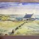Watercolour on Paper JEAN MOREL View of Fishermen's House + White Wooden Frame