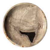 Vide poche, plat ou assiette circulaire en bois pétrifié beige tache noire