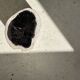 Petrified wood side table white tower black heart H:36cm D:17cm