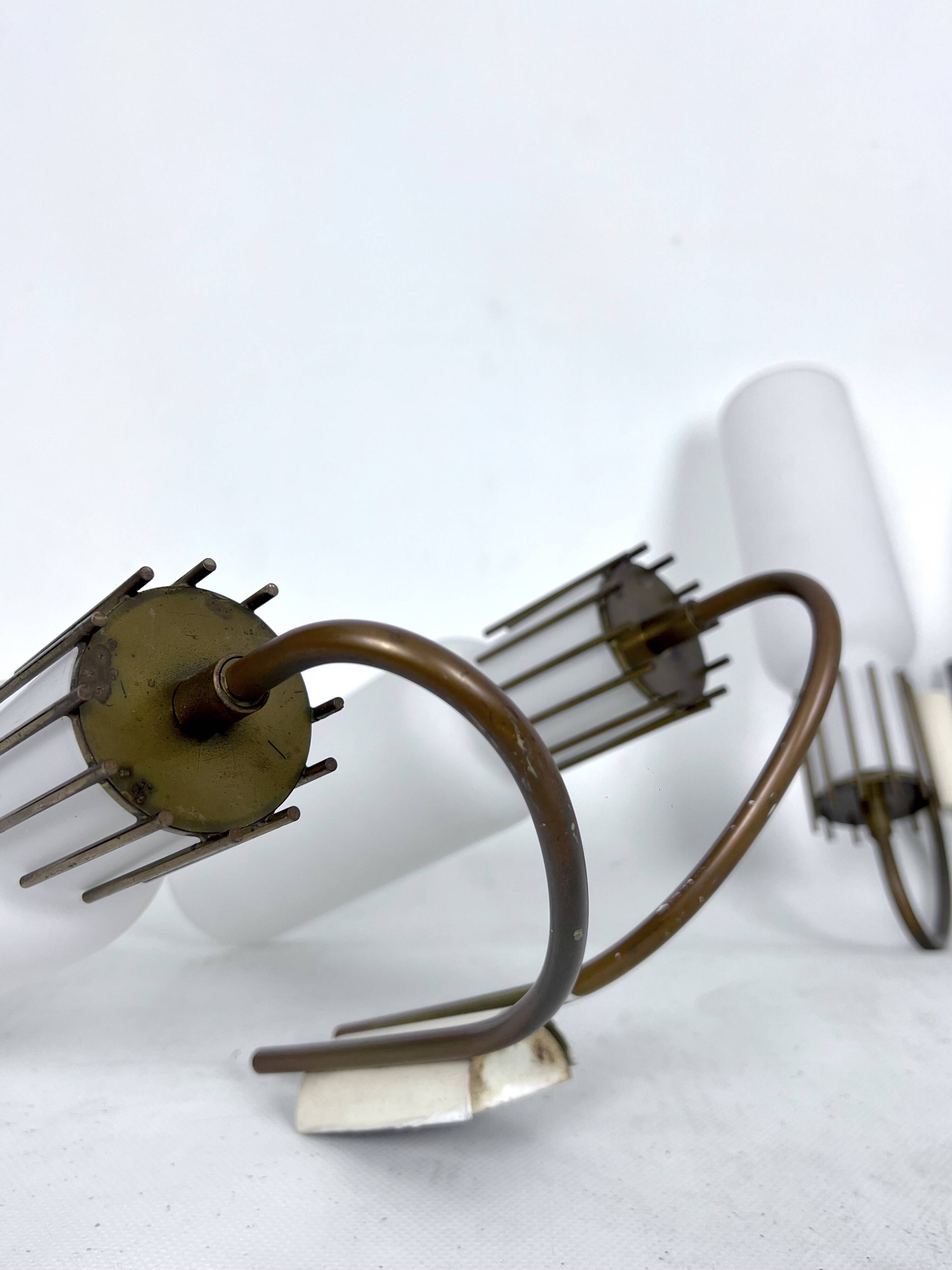 Mid-Century Modern set of three sconces in Arredoluce style. Italy 1950s