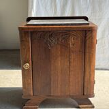 Art Deco wooden bedside table with marble top and one drawer