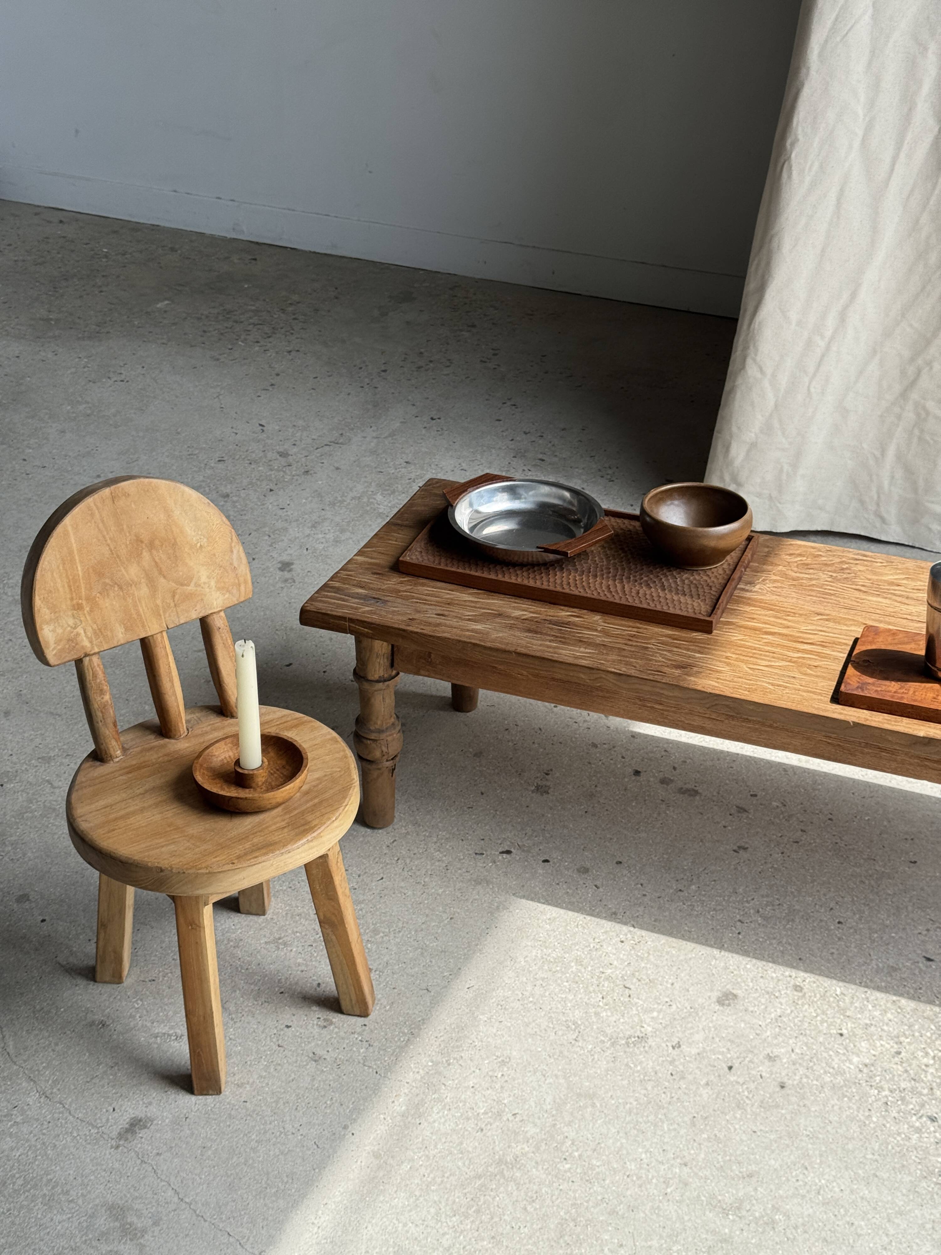 Rectangular solid teak platter with carved edges 33x24