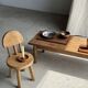 Rectangular solid teak platter with carved edges 33x24