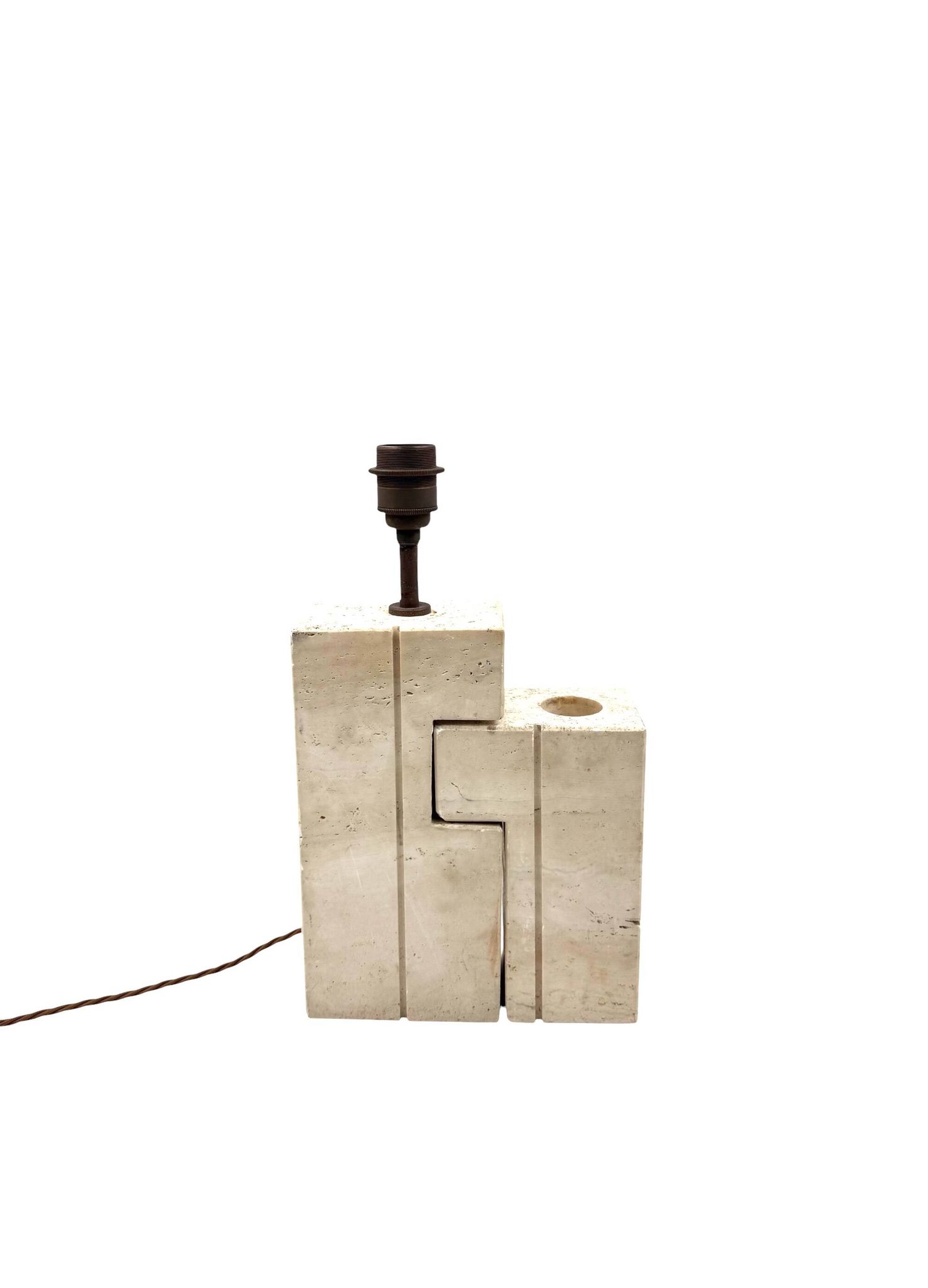 Mid-century modern travertine table lamp, Nucleo Sormani Italy 1960s