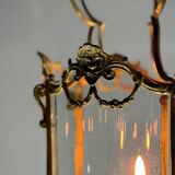 Gilt bronze lantern, original curved glass, circa 1900