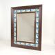 Mirror with wooden frame and painted ceramic tiles