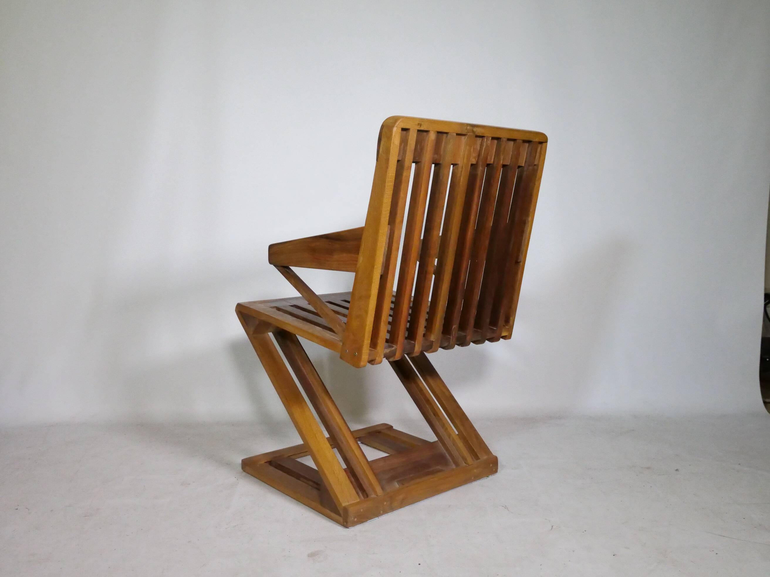 Zig Zag Vintage Chair Unique Piece Z Chair Solid Armchair, 70s 80s