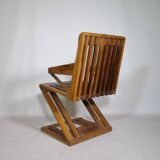 Zig Zag Vintage Chair Unique Piece Z Chair Solid Armchair, 70s 80s