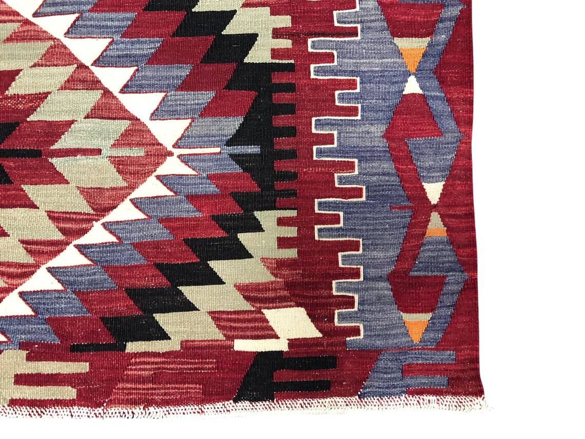Oushak Geometric Wool Kilim Rug