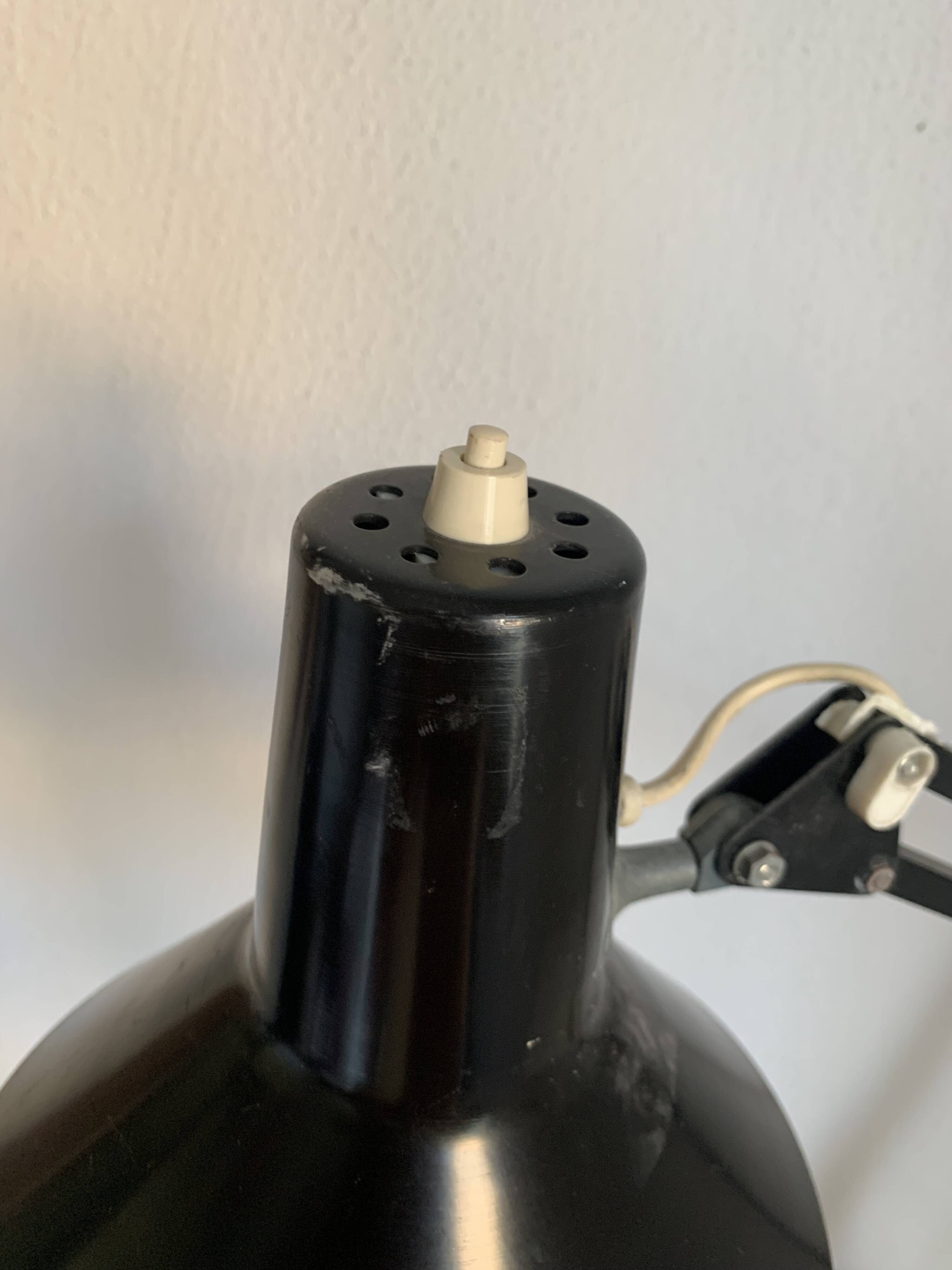 Lampe vintage 1970 d'architecte Twist noire bureau - 70 cm