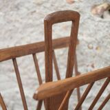 Vintage brutalist wooden magazine rack, magazine holder, newspaper, magazine.