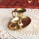 Brass oval hand candle holder