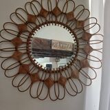 Large rattan sun mirror from the 50s/60s