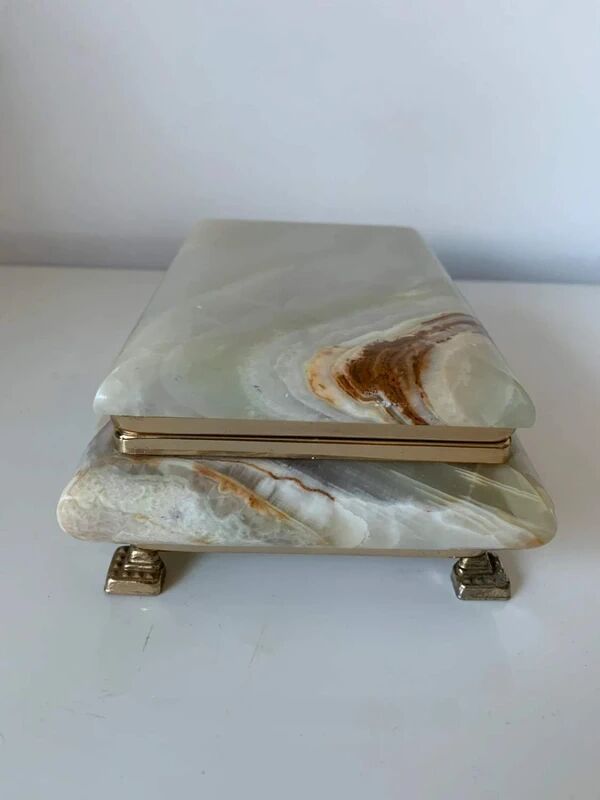 Vintage green marble/onyx jewellery box - 1960s/70s