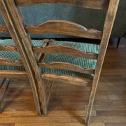 4 antique chairs with green velvet upholstery