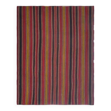Tapis Kilim en laine et coton fait main turc vintage des années 1970 219x285