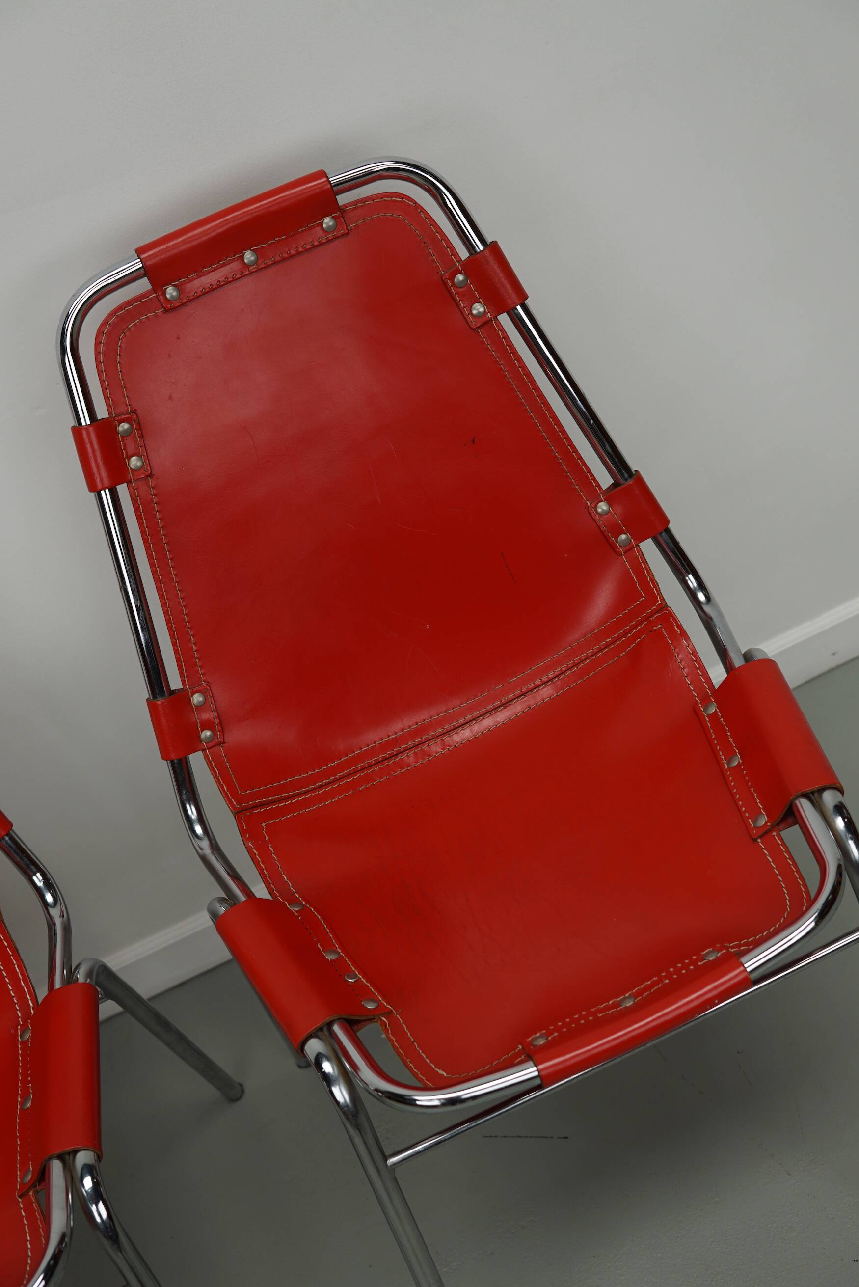 Set of Two Red Chairs by Dalvera for Les Arcs, 1960s