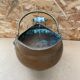 Antique copper & brass ash bucket + porcelain handle