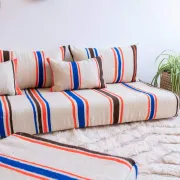 Canapé marocain – canapé rayé avec coussins et housses zippées
