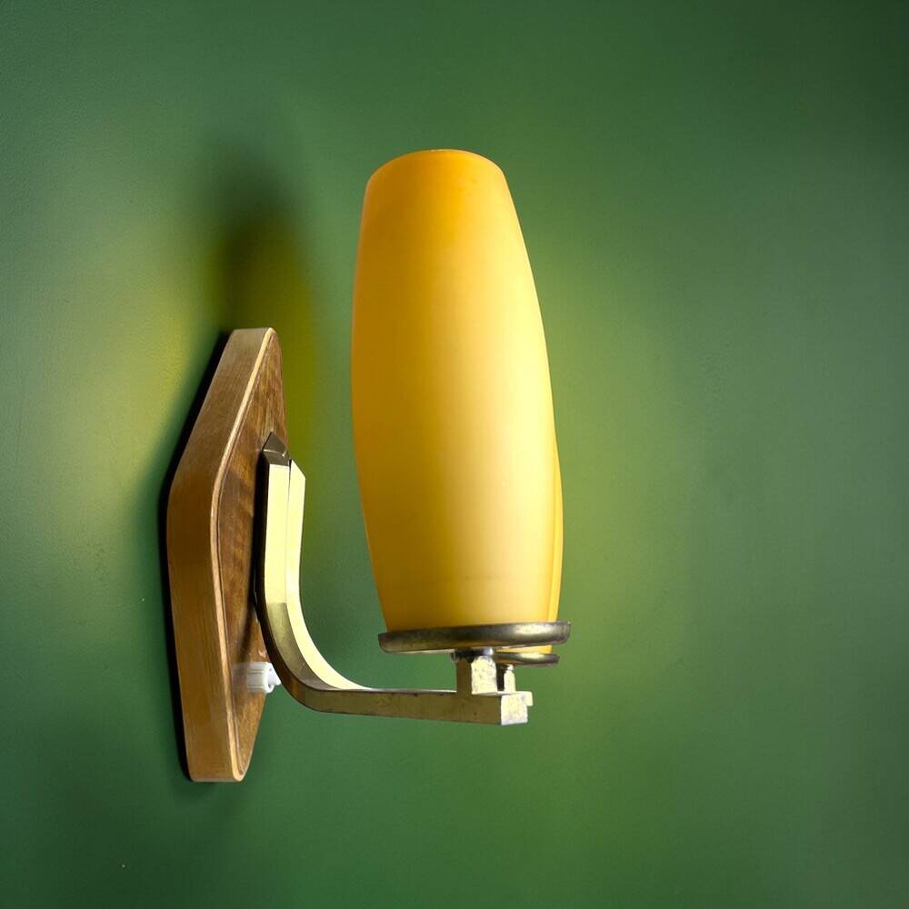 Mid Century Modern double opaline glass wall sconce