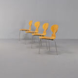 Arne Jacobsen plywood original ‘model 3100 Ant’ chair for Fritz Hansen set/4