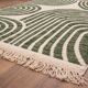 Traditional green and white natural wool rug size 150/250 cm