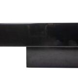 Willy Rizzo. Low table in black lacquered wood and gold brass. 1970s.