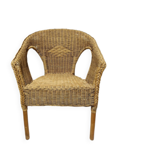 Fauteuil corbeille vintage - rotin