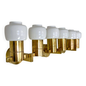 Brass and opaline glass wall lamps by Hans-Agne Jakobsson in mid-century style, Sweden, 1960s.