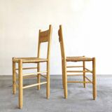 Lot 4 seated wooden chairs and straw backrest