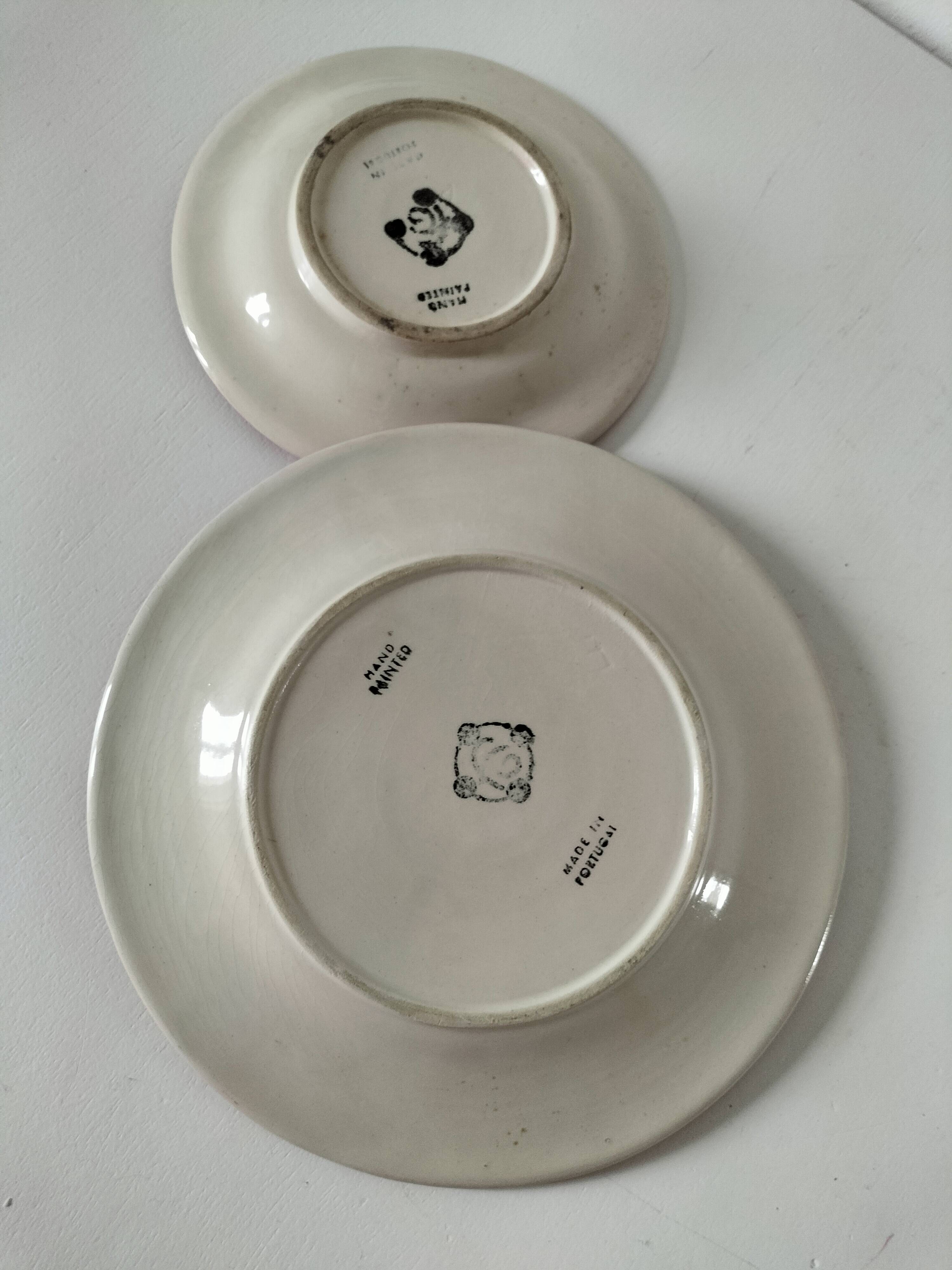 Two vintage leaf barbotine plates