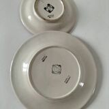 Two vintage leaf barbotine plates
