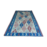 Vintage blue Turkish kilim rug with diamond pattern (200 x 295 cm)