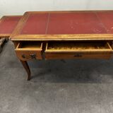 Louis XV Style Desk - Cherry Wood - Red Leather Top - with Extensions