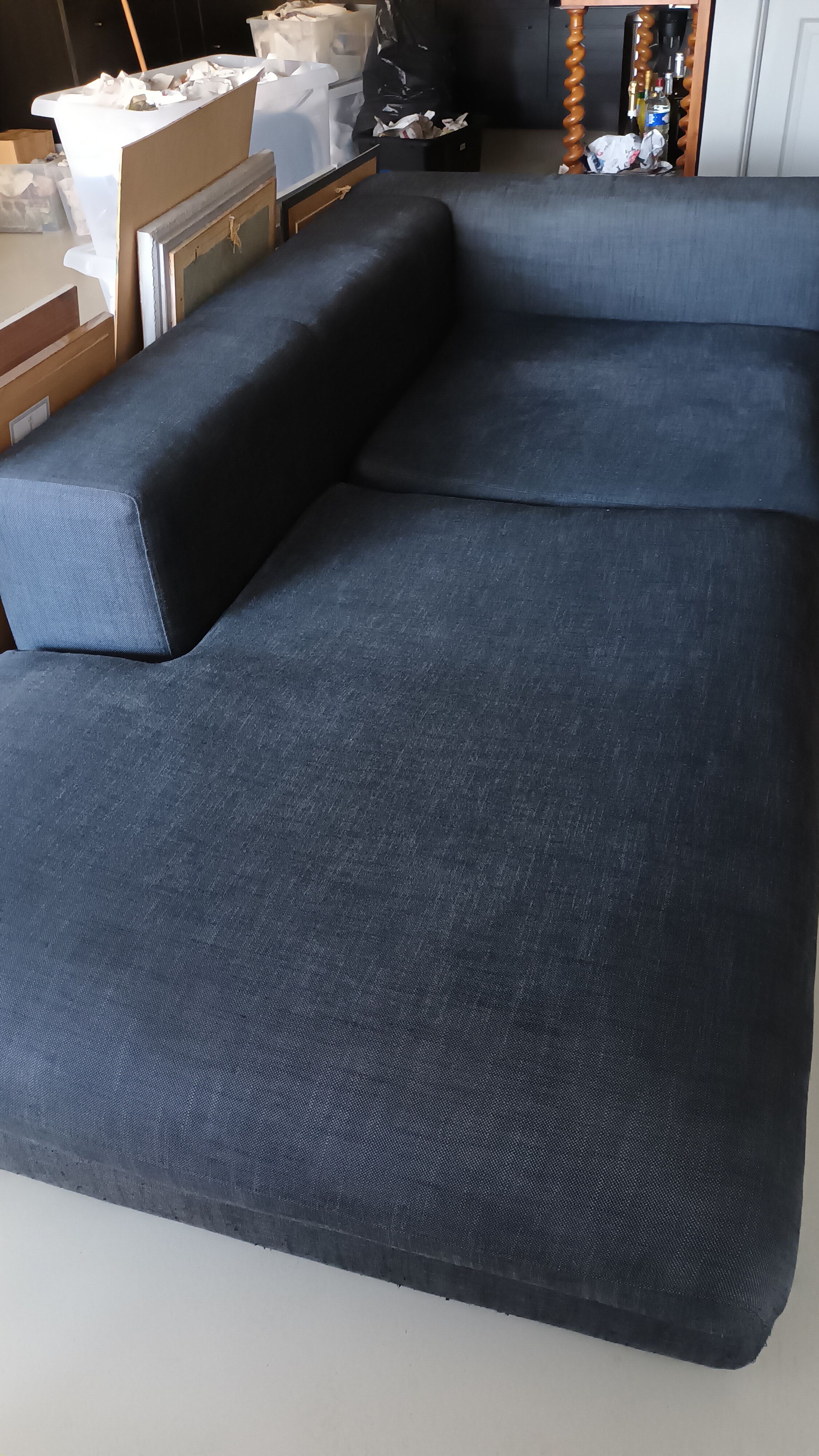 Sofa meridian black linen Crozatier 240 x 110