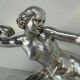 Diane chasseresse Sculpture Art déco en feuille d'argent par Salvatore Melani, 1930