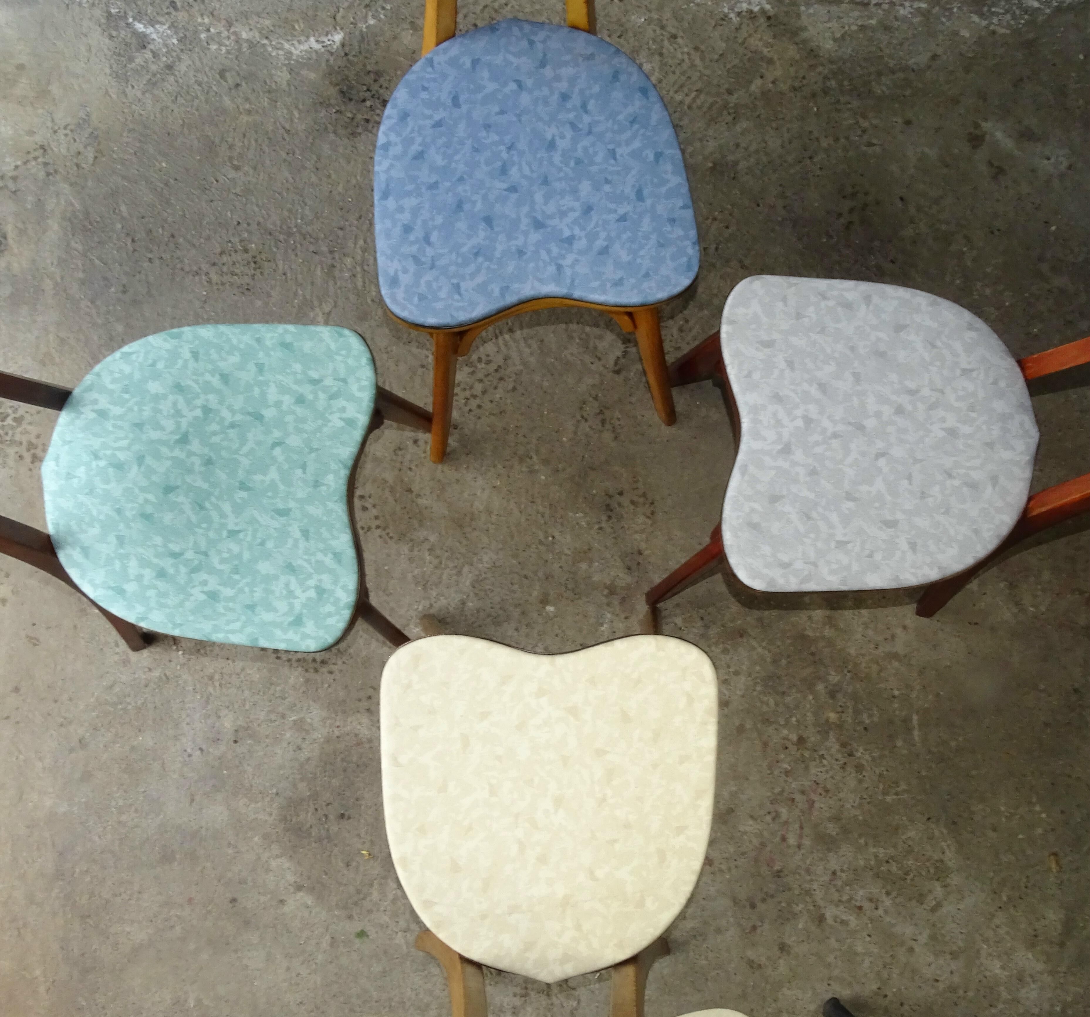 Set of 4 chairs bistro compass Boiclerc 1960 skai 4 colors